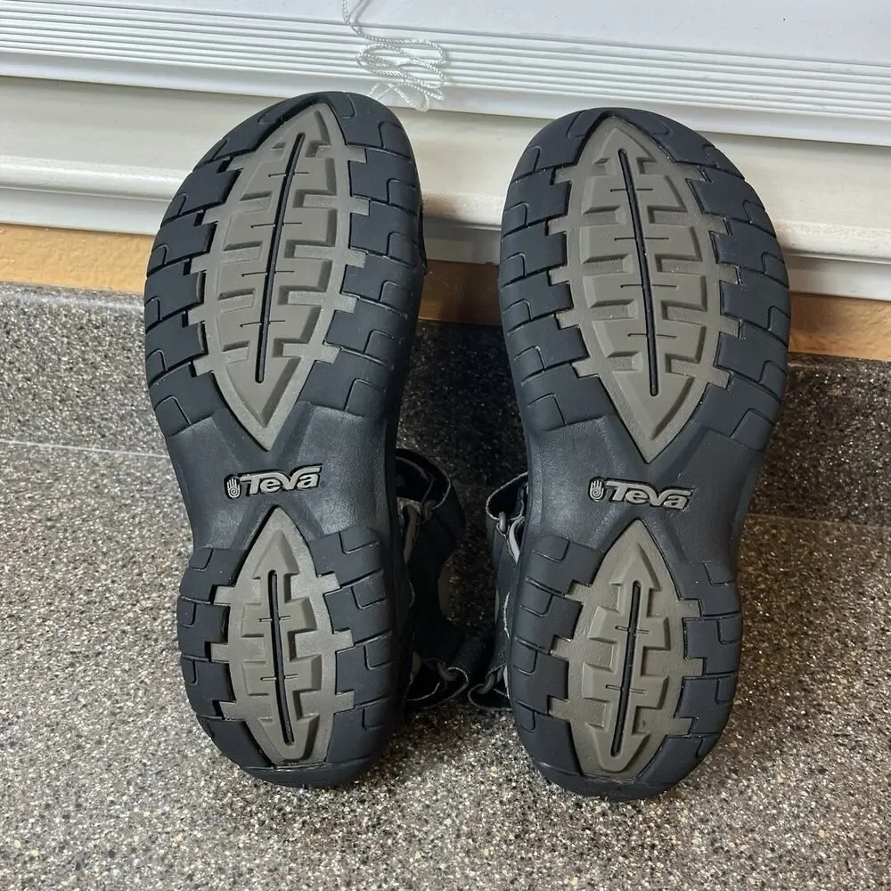 Teva Men's Size 9 Outdoor Summer Beach Sandals Arch Support Black Snap Synthetic